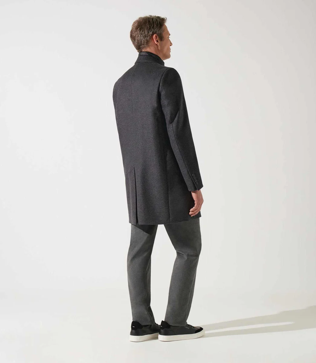 Manteau en laine et cachemire gris anthracite ISAO