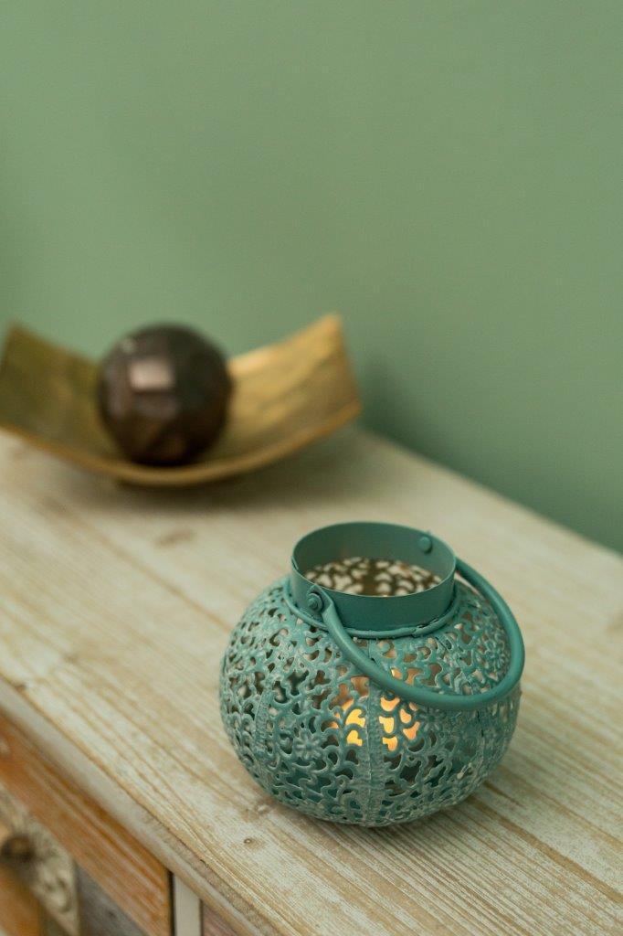 Orient-Laterne LUBINA - pastellblau - Metall