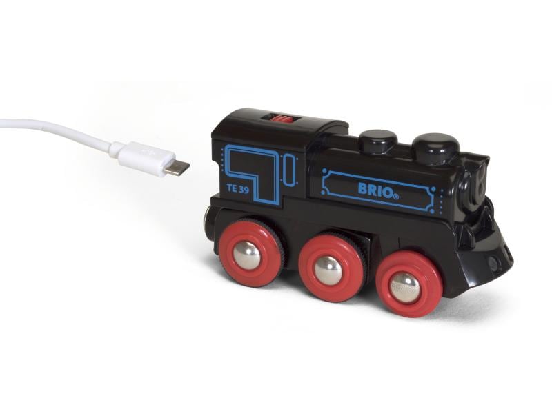 BRIO Eisenbahn Schwarze Akku-Lok mit Mini-USB Akku-Lok, schwarz