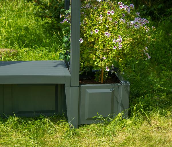 KHW Kunststoff-Gartenbank mit Rosenbogen