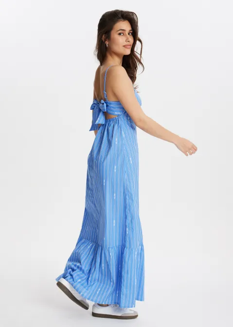 Maxi jurk met strik blauw (BLW.M)