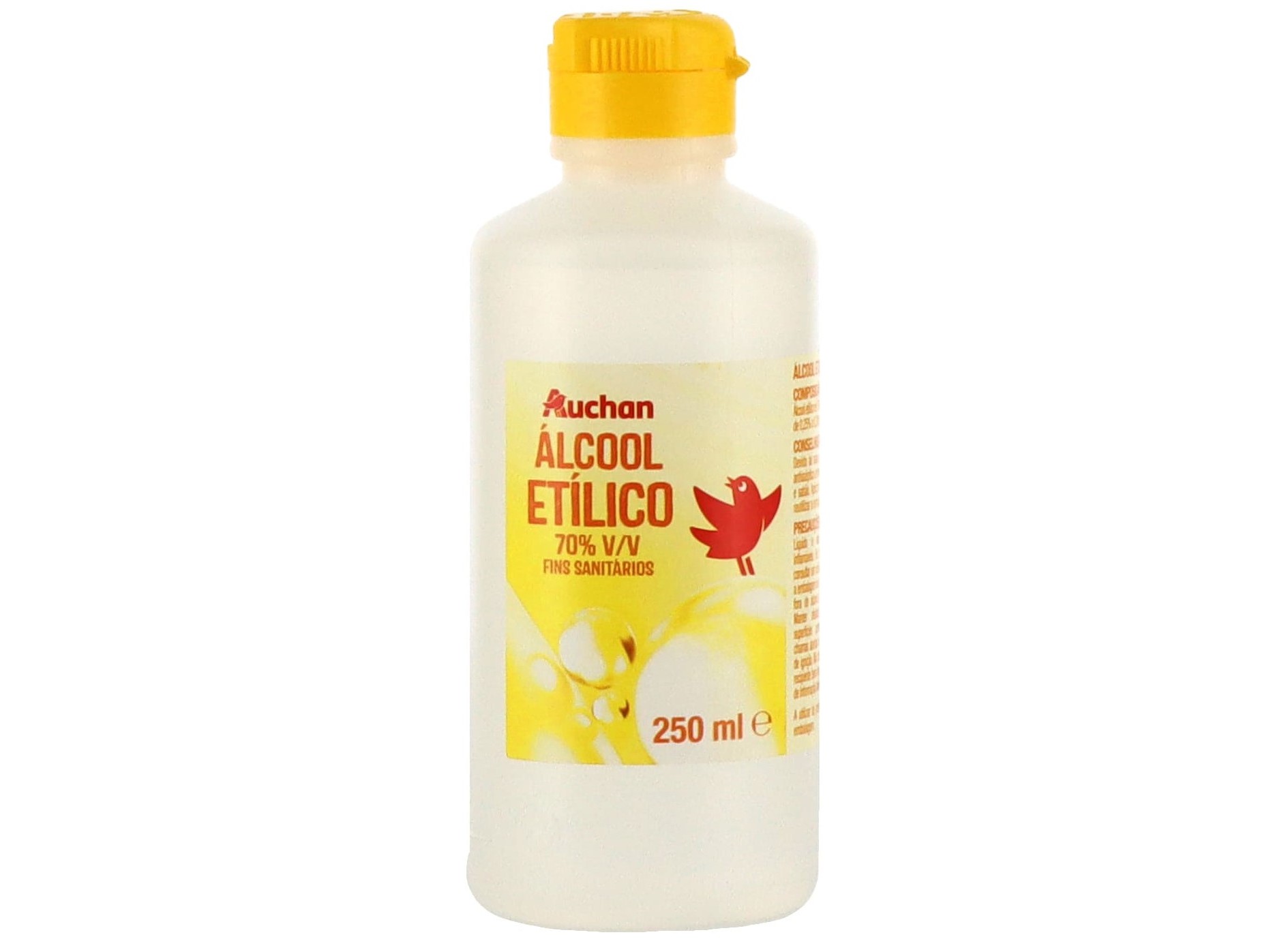 ÁLCOOL AUCHAN ETÍLICO 70% VOLUME 250ML