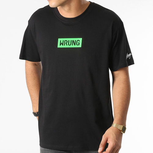 Tee Shirt Oversize Large Make Art Not War Noir Vert Fluo