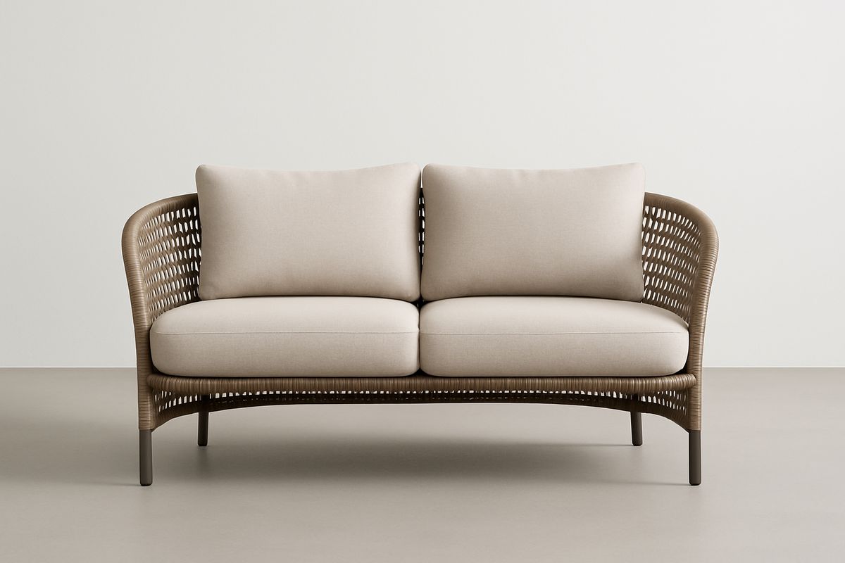 2-Sitzer Sofa aus Polypropylen mit Beigen Kissen