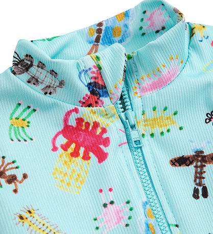 Bobo Choses Bådeheldragt - UV50+ - Funny Insects - Aqua Blue