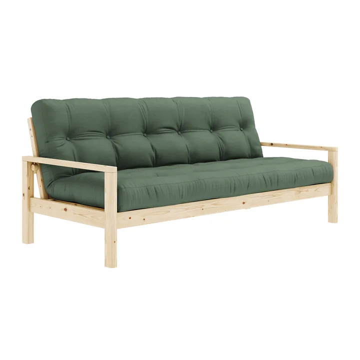 Karup Design - Knob Schlafsofa 130 x 190 cm, Kiefer natur / olivgrün (756)