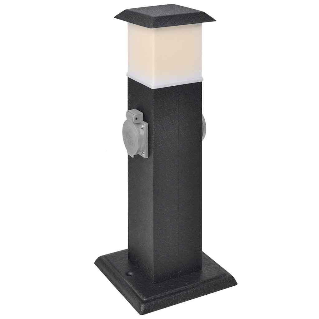 vidaXL Tuinpaal met stopcontacten en lamp, zwart