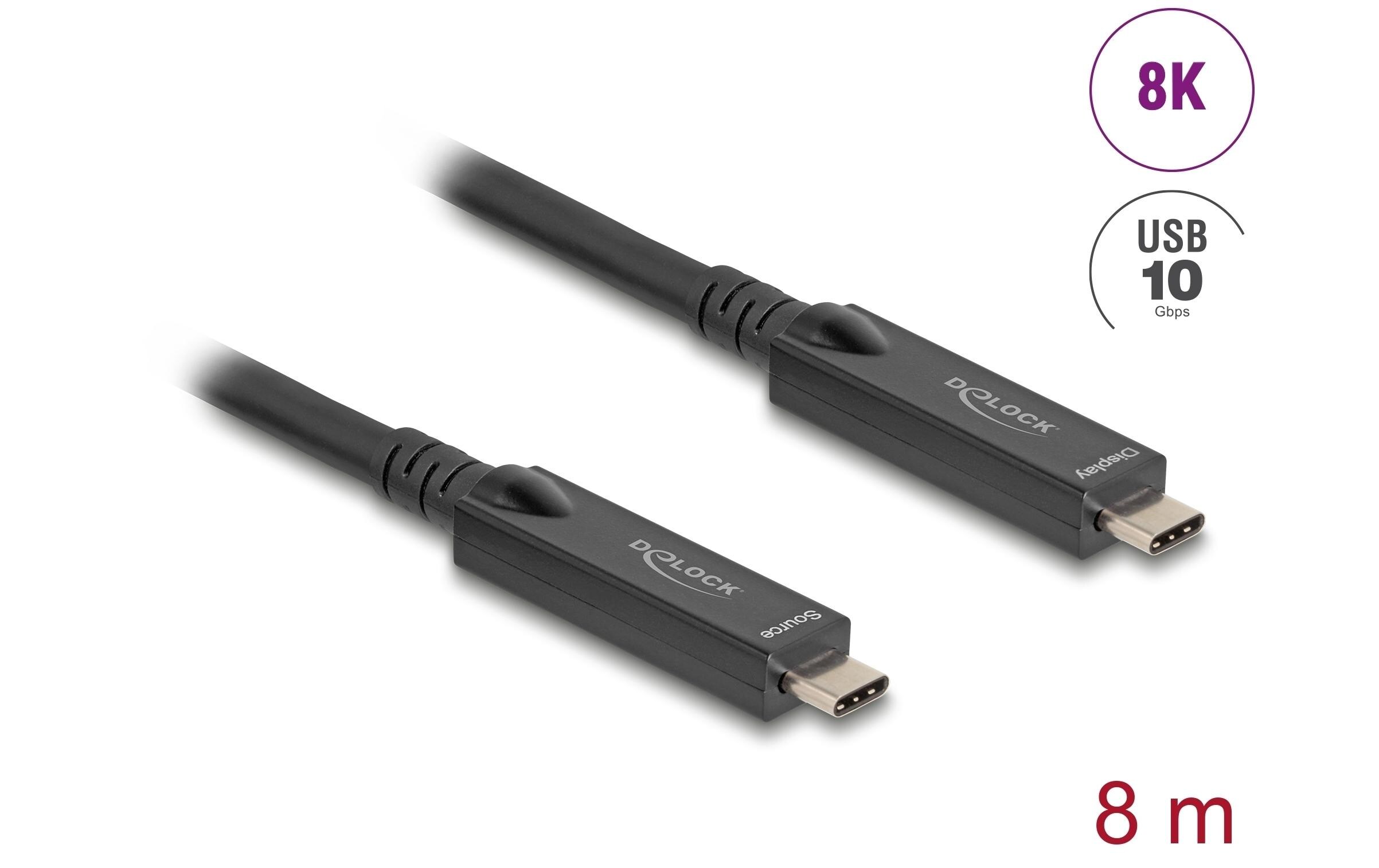 AOC USB Kabel 8K USB Type-C - USB Type-C, 8 m<br>USB 3.1 Video + Daten + PD Kabel 8 m USB C Schwarz