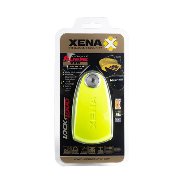Xena - Bloque disque alarme XX15 SRA Jaune fluo