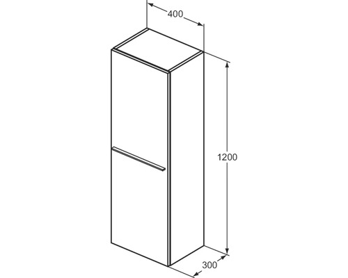 Ideal Standard i.life Een halfhoge kast, afmetingen (B x H x D): 40 x 120 x 30 cm, frontkleur: mat wit, T5261DU, zonder greep