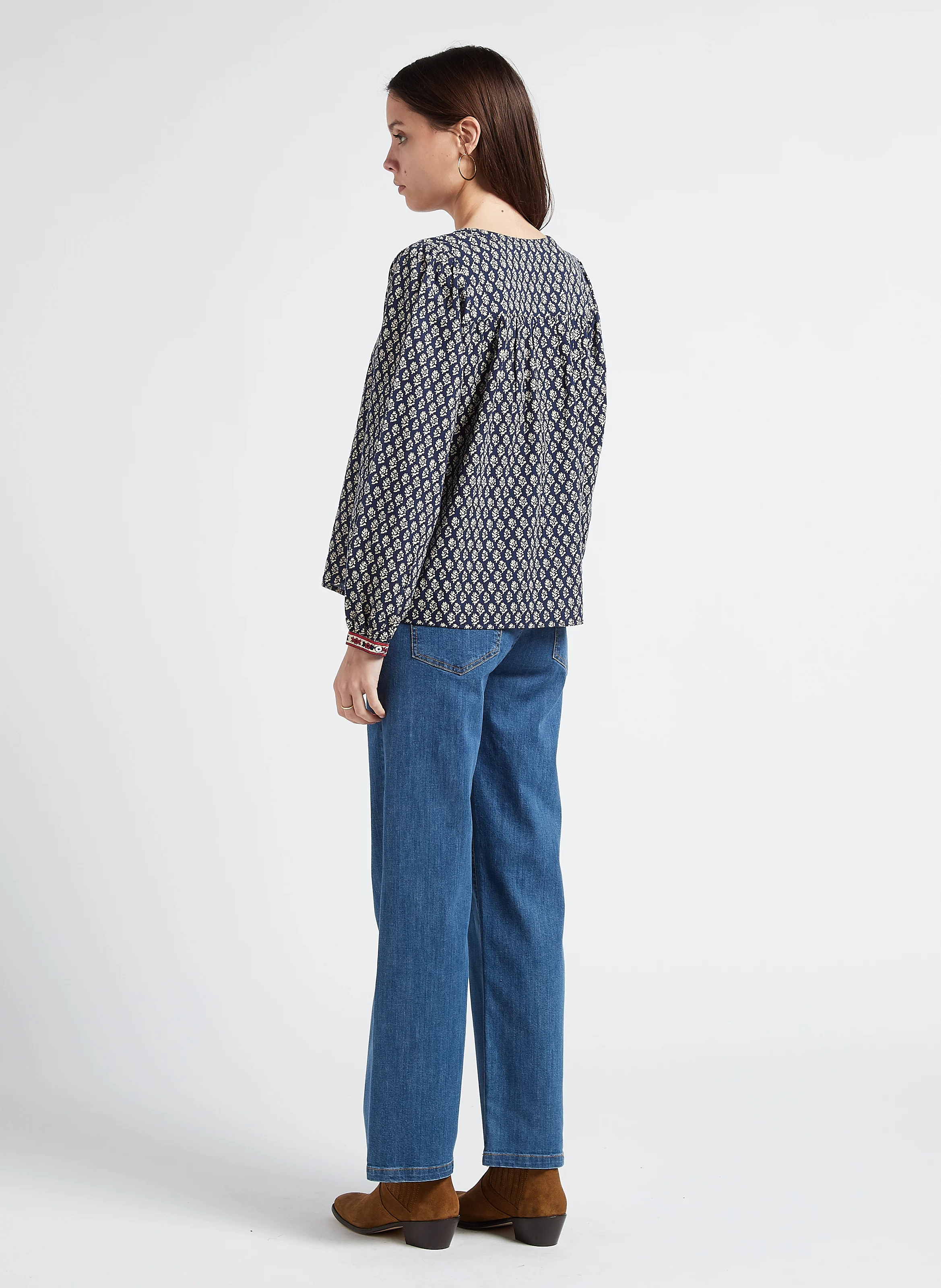 Pantalon droit aspect jean en coton biologique mélangé| Jean Stone