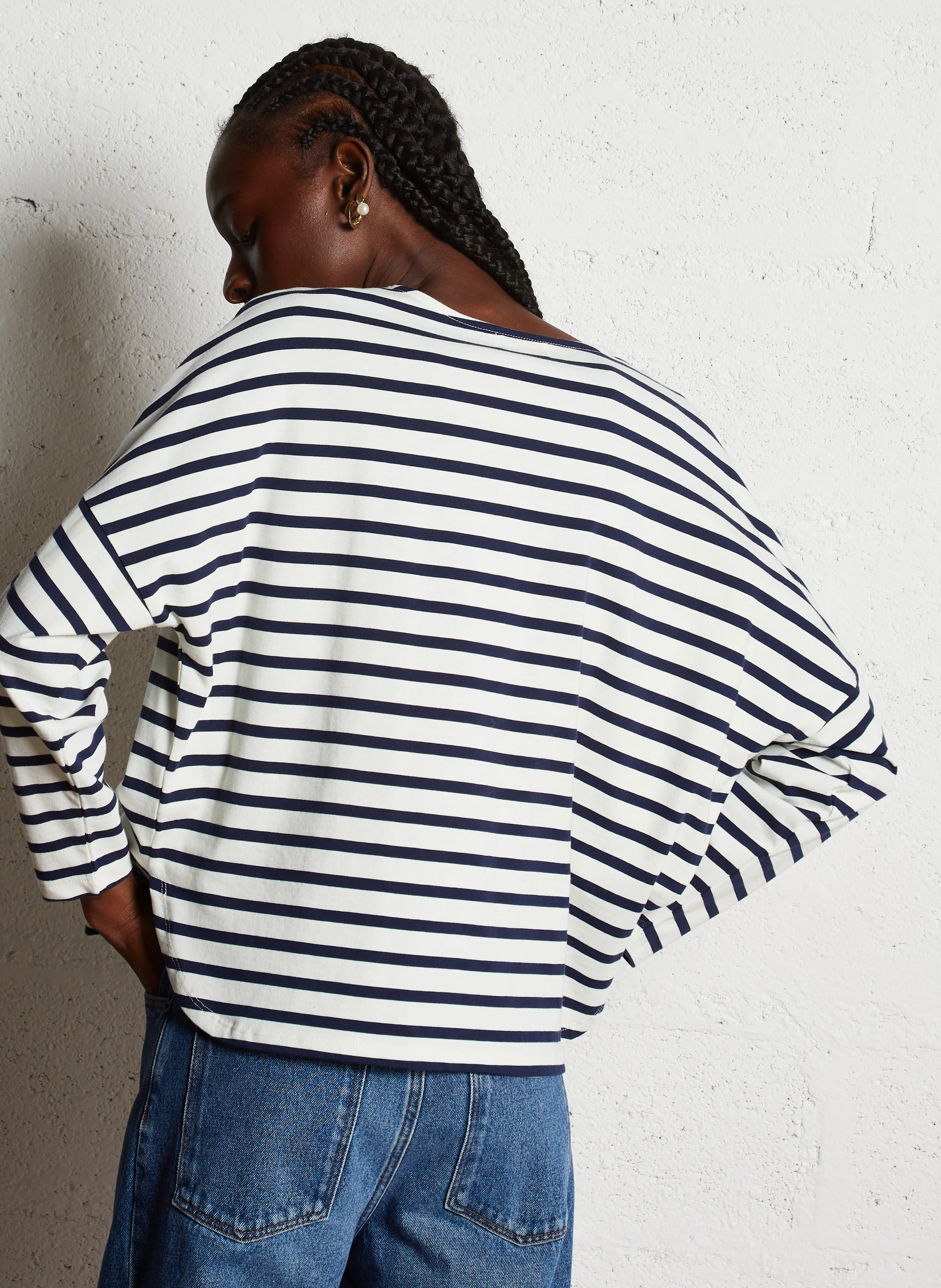 FILLY - Tee-shirt manches longues rayé en coton | Bleu