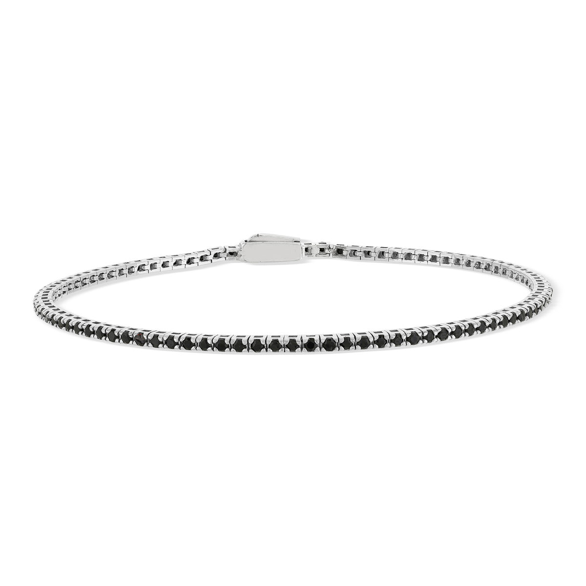 Bracelet argent 925 spinelles noires 19cm