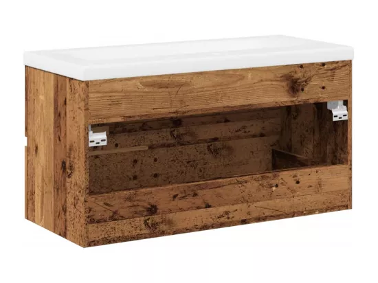 Meuble avec vasque intégrée vieux bois 91x39,5x49 cm