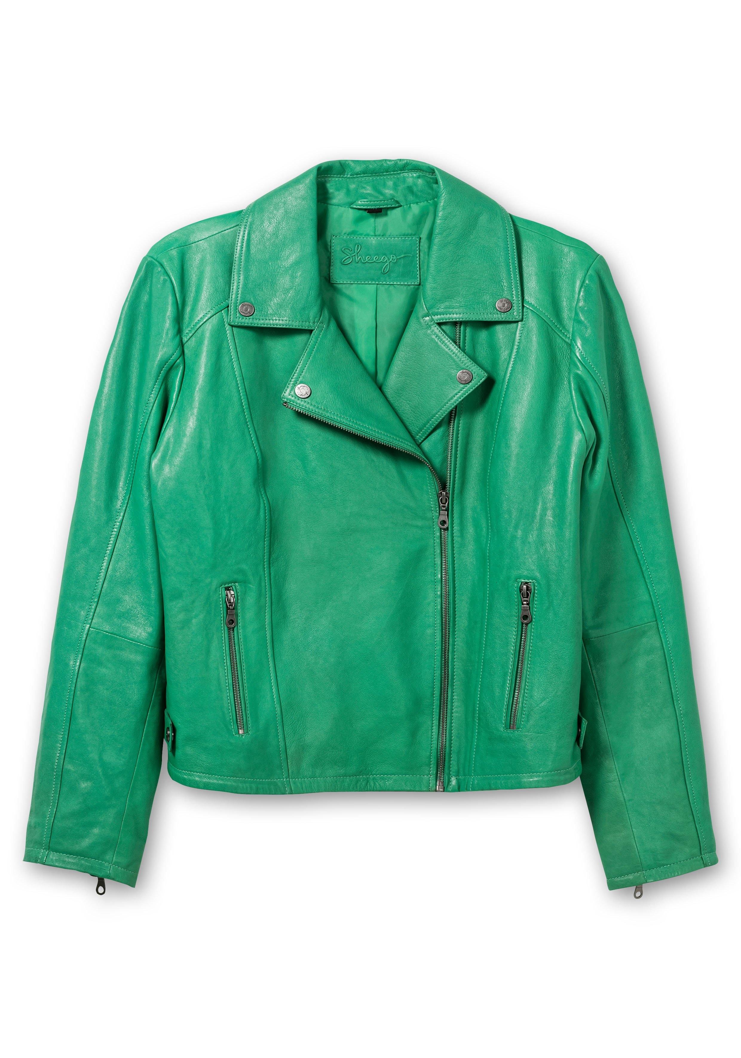 Kurze Lederjacke aus Lammnappa, im Biker-Stil