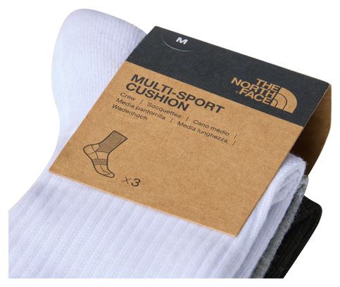 Chaussettes Mi-Mollets Unisexe The North Face Multi Sport Gris/Blanc/Noir (3 Paires)