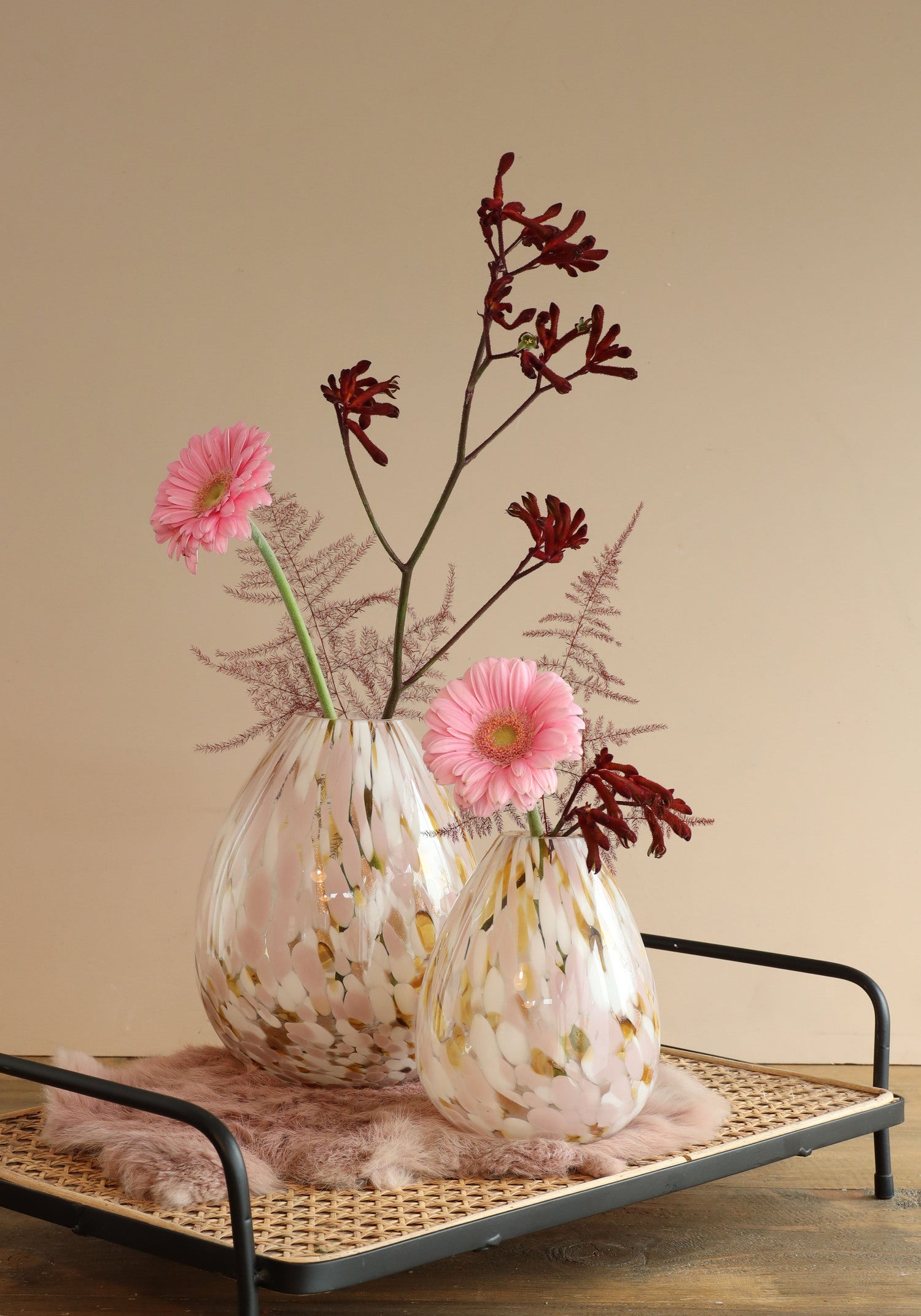 Vaas Lily wit / roze / goud D 12 H 15 cm