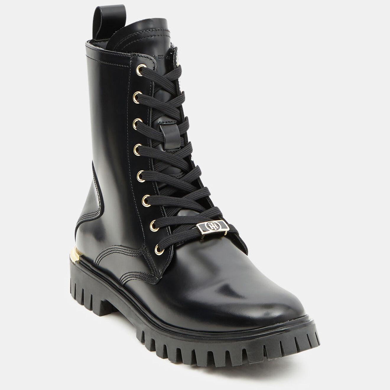Tommy Hilfiger Boots en Cuir crantées noires