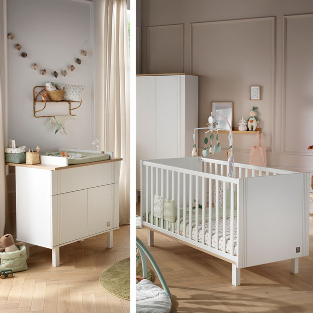 Chambre DUO Lit 70x140 Commode ELEONORE Blanc - SAUTHON