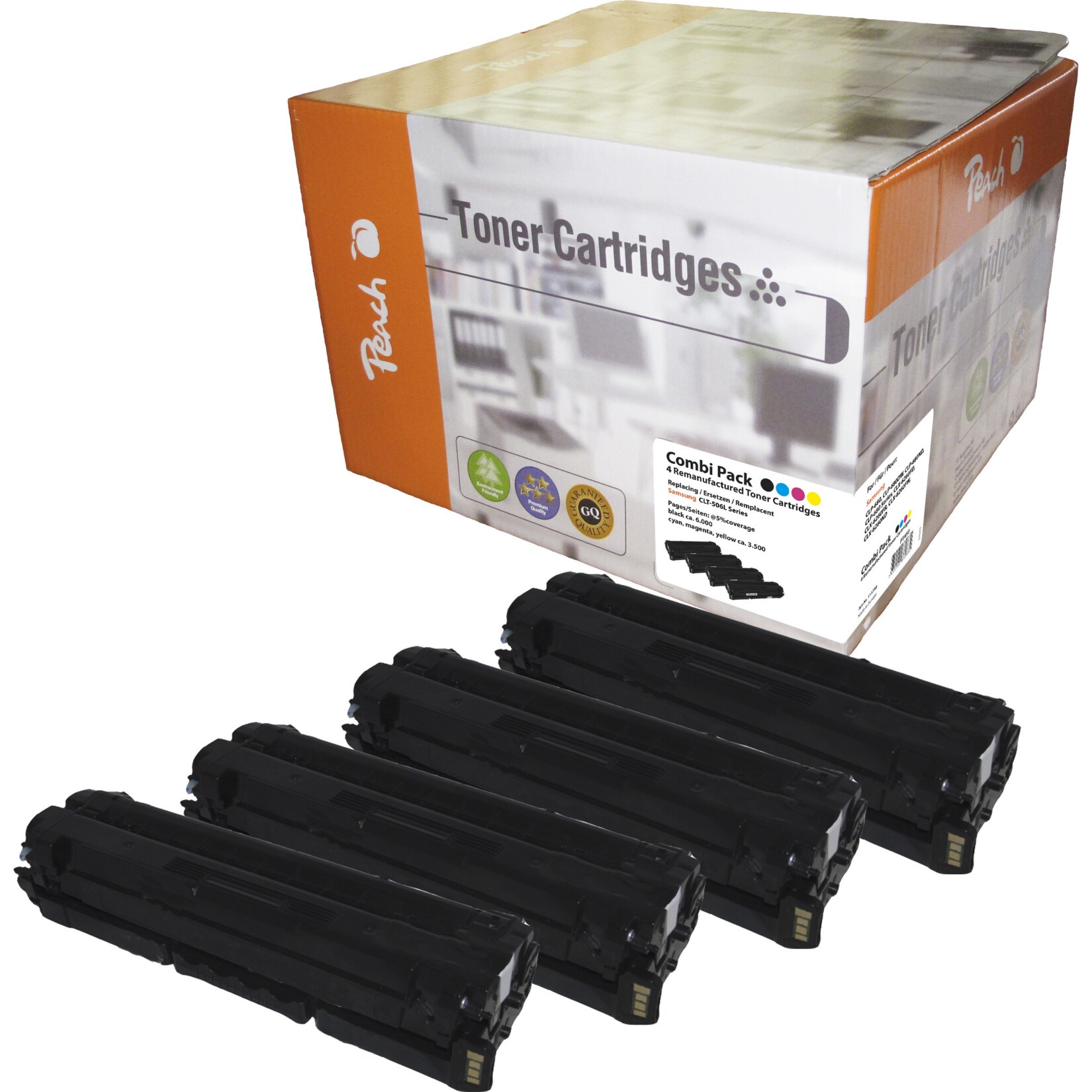 Peach S5064 Toner XL (bk, c/m/y) ersetzt Samsung CLT-506L für z.B. Samsung CLP -680, Samsung CLP -680 DW, Samsung CLP -680 ND (wiederaufbereitet)