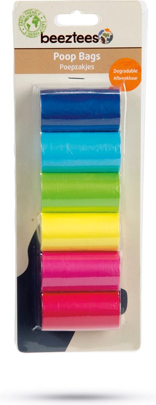 Beeztees poepzakjes regenboog 6 x 20 stuks