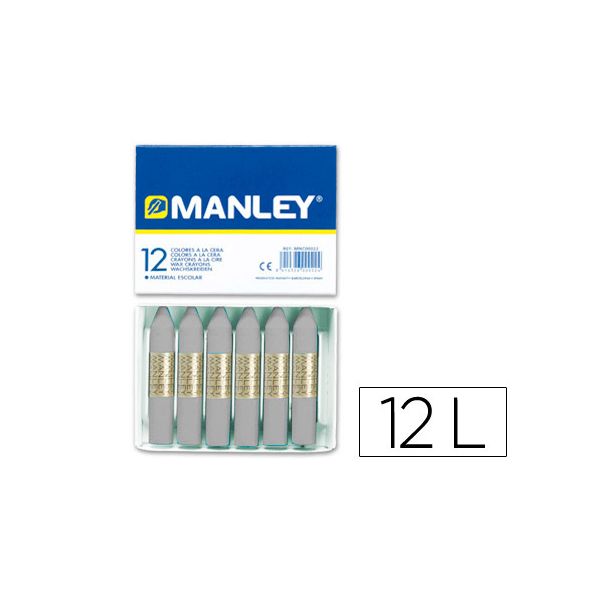 Manley Caixa Lápis de Cera 72 Cinza 12 un.
