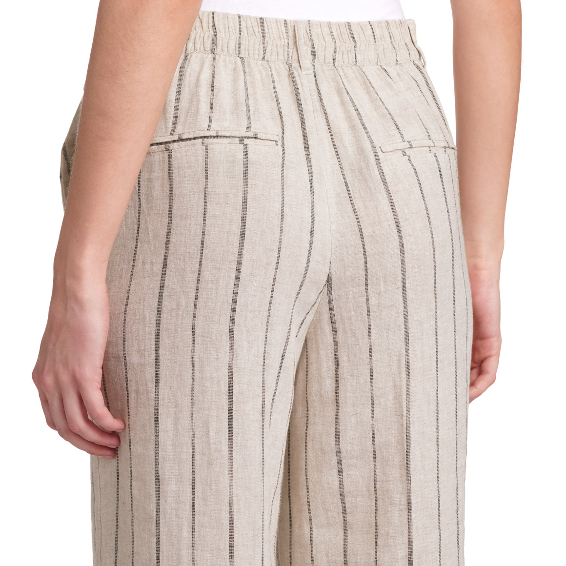 Gina Collection Damen Leinen-Hose mit Streifen creme