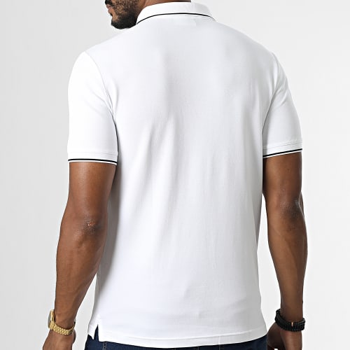 Polo A Manches Courtes Stretch Pique Tipping 0596 Blanc