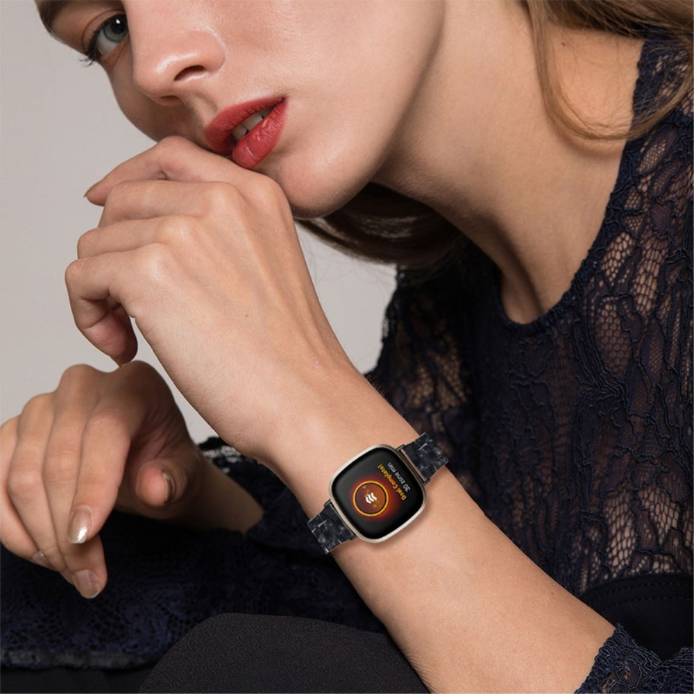 Fitbit Versa 3 / Sense Resin Armband mit Faltschliesse (Gelenkumfang: 180-210mm)  - Schwarz