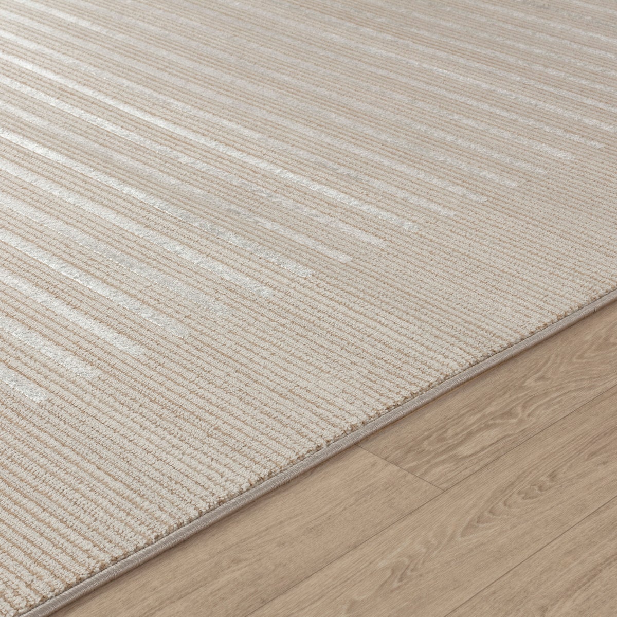 Scandinavisch gestreept vloerkleed beige/wit 80x150 cm KAYSA