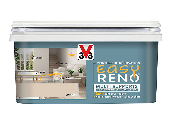 Peinture de rénovation multi-supports V33 Easy Reno lin satin 2L