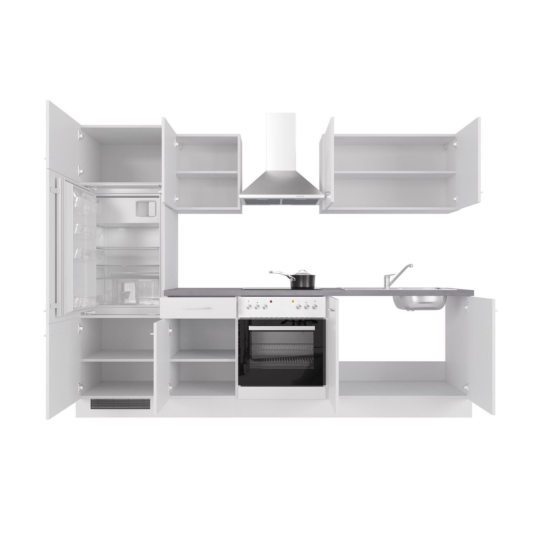 Küchenblock ELEA - weiß - mit E-Geräten - 270 cm