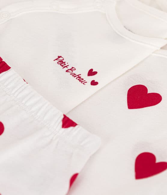 Ensemble 3 pièces imprimé coeur en coton bébé