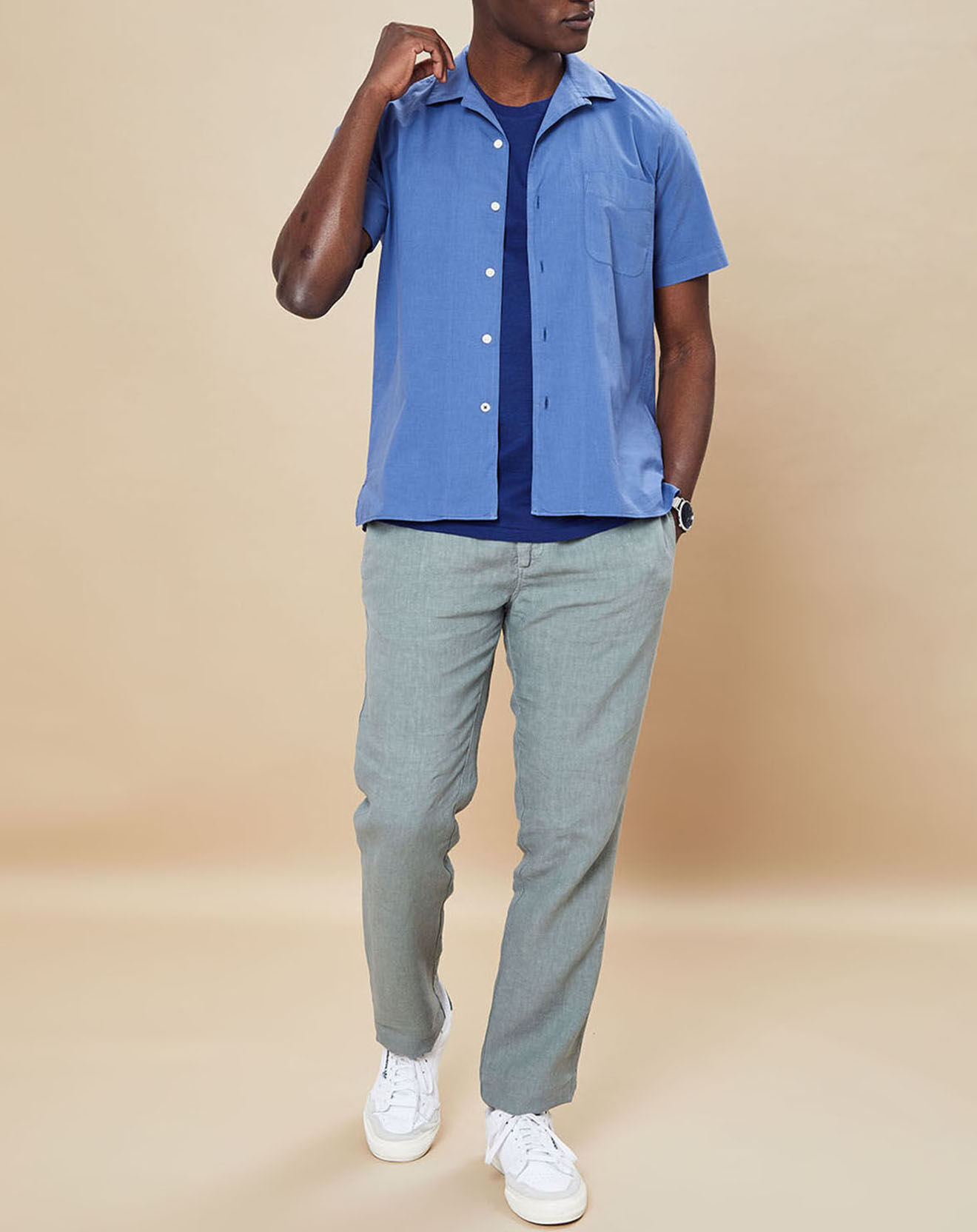 Hartford Chemise Slim Fit Slam 02 Mc Pat bleu océan