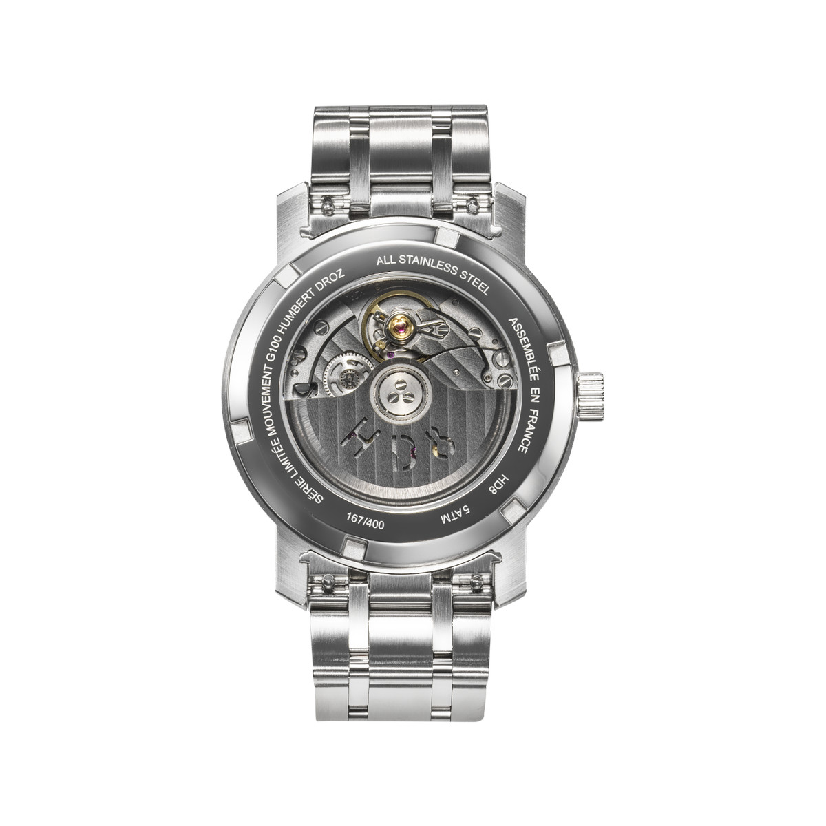 Montre HUMBERT-DROZ hd8 homme automatique, bracelet acier argent