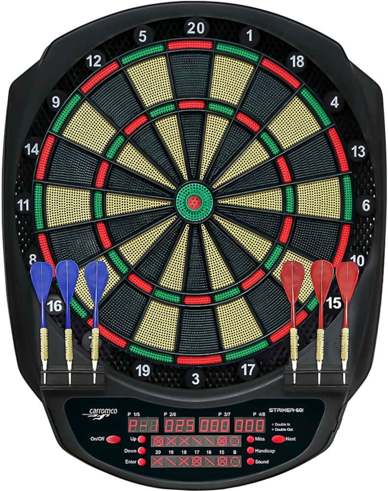 Carromco Elektronik Dartboard Striker-601, Mit Adapter, 3-Loch Abstand