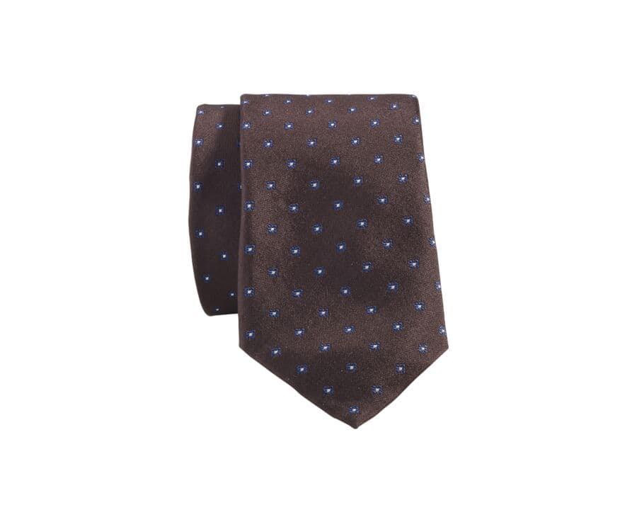 Cravate homme Soie Motif Micro Fleur Marron et Navy