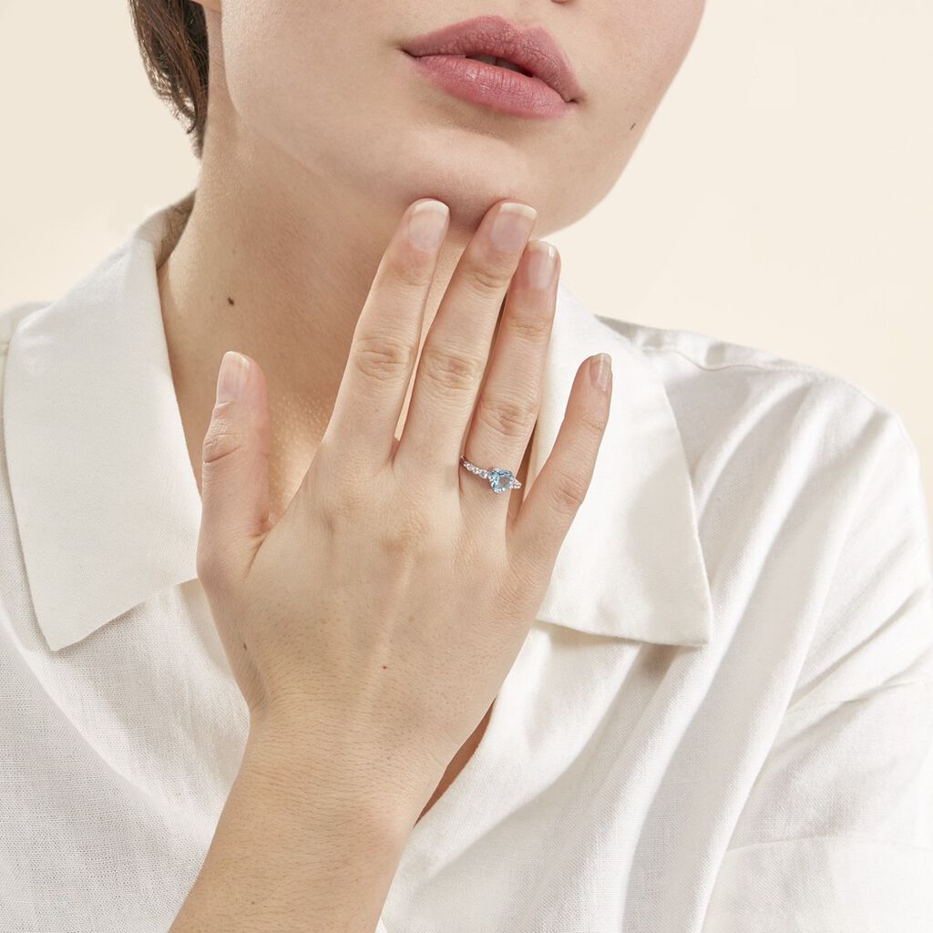 Bague Fany Or Blanc Topaze Et Oxyde De Zirconium