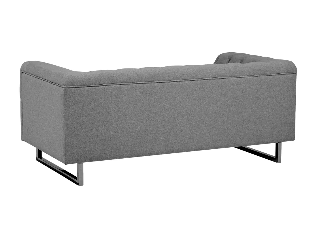 Canapé Chesterfield 2 places en tissu gris clair VISSLAND