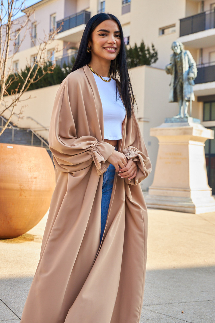 Kimono long ouvert beige