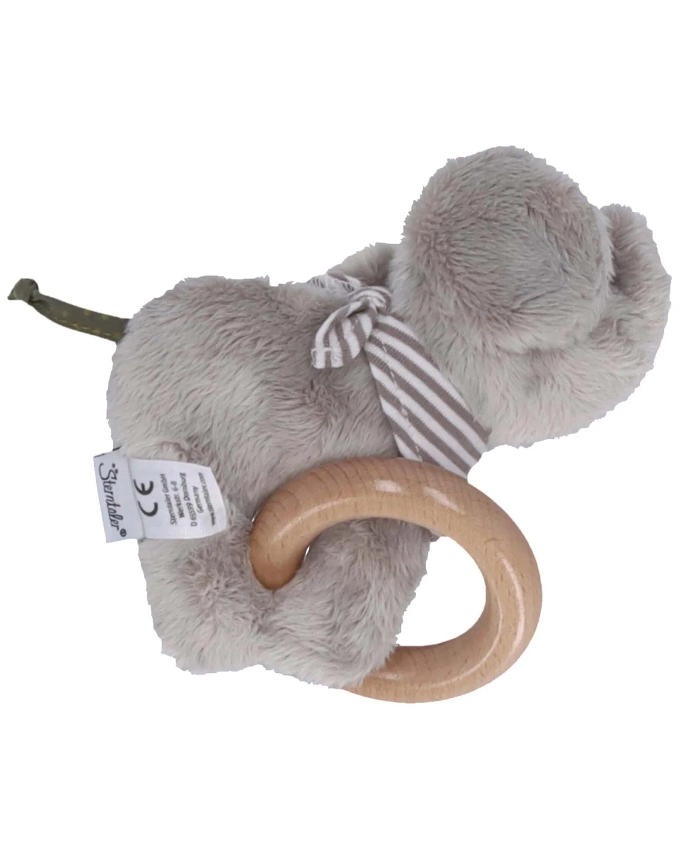 Holz-Greifring EDDY ELEFANT in grau