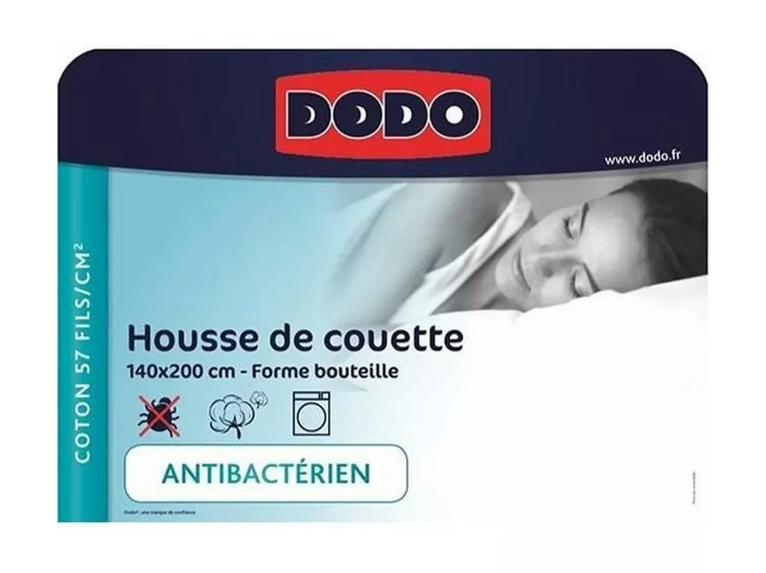 Housse de couette - 140 x 200 cm - Coton - Antibactérien