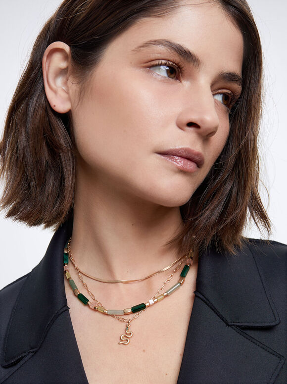 Conjunto de colar de cobra - Multicolorido