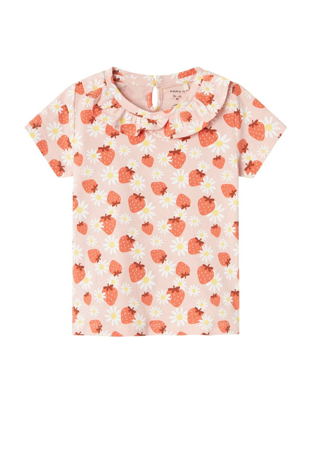 NAME IT T-shirt NMFDIA met all over print en ruches zachtroze