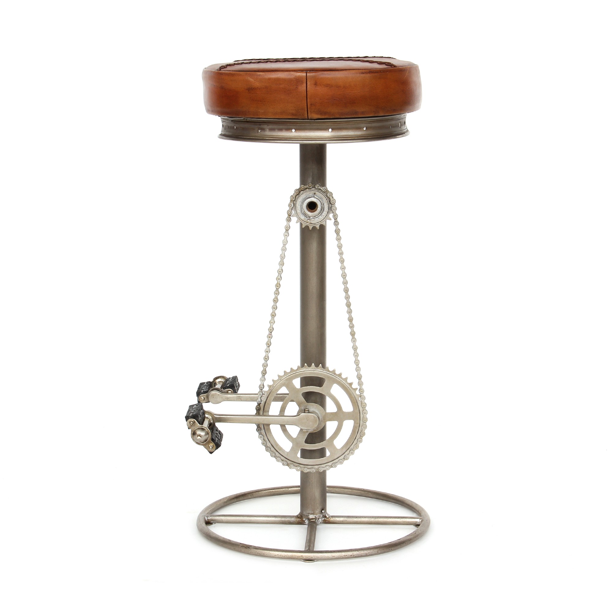 Barhocker 'Bicycle II', braun, silber, Ø 42 cm, H 80 cm von fischer's lagerhaus
