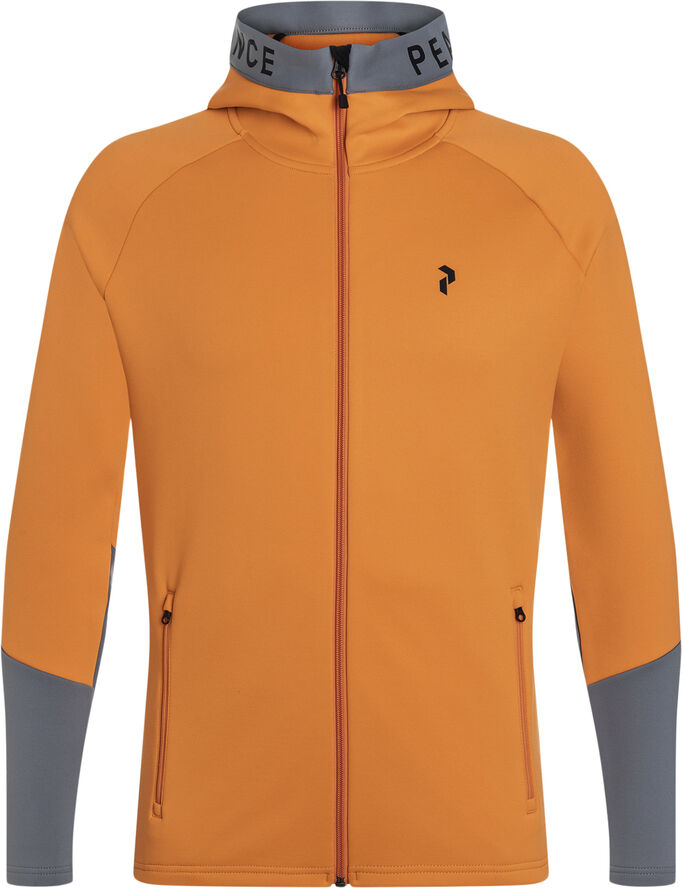 Peak Performance M Rider Mid Zip Hood-ORANGE FLARE-Q Orange flare/quiet grey/
