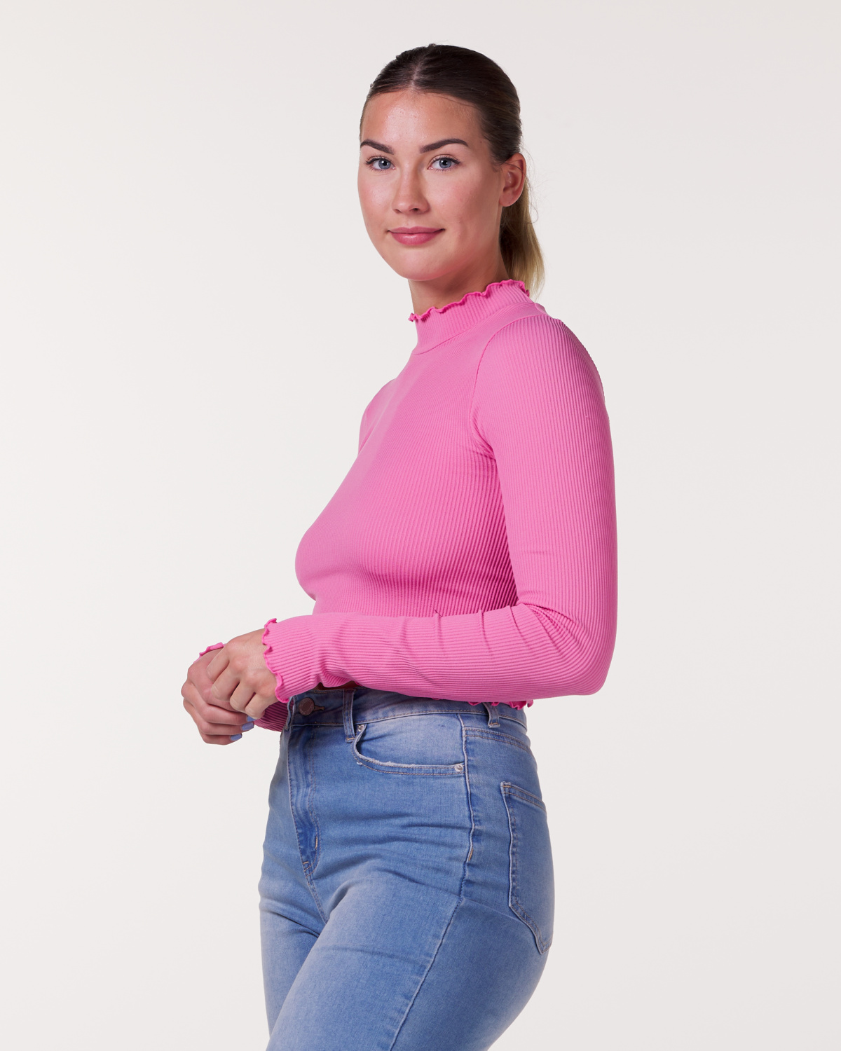 Bumpro Everyday Rib Polo Scallop Crop Pink