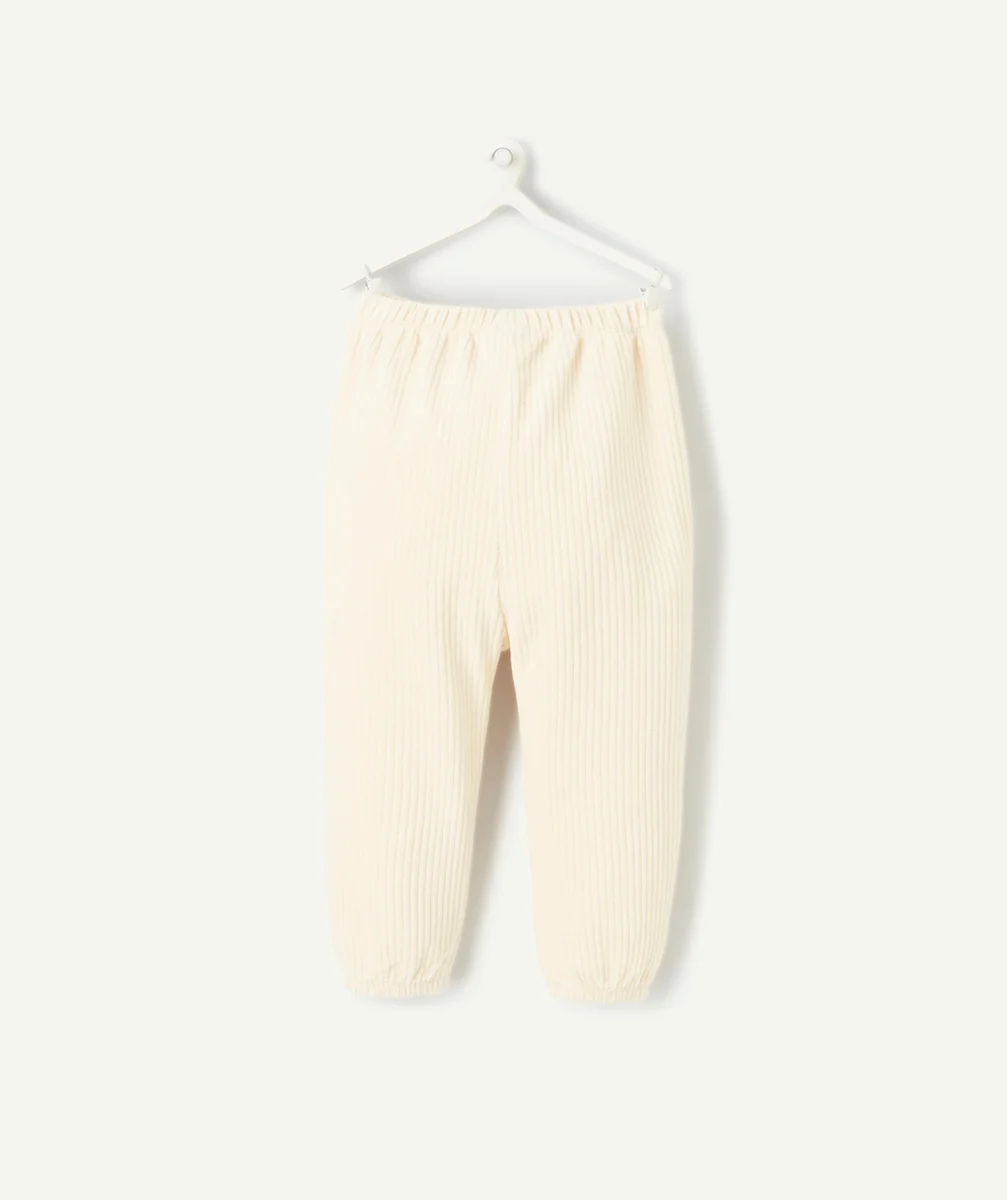 PANTALON SAROUEL BÉBÉ GARÇON EN FIBRES RECYCLÉES ET VELOURS ÉCRU