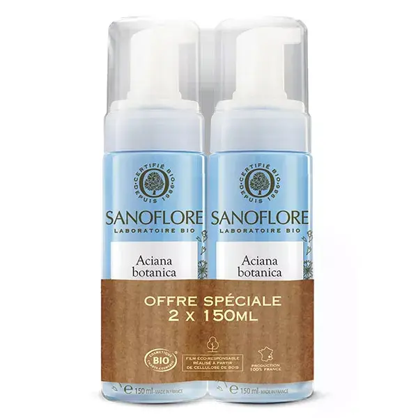 Água de limpeza facial orgânica Sanoflore Aciana Botanica, pacote com 2 unidades de 150ml