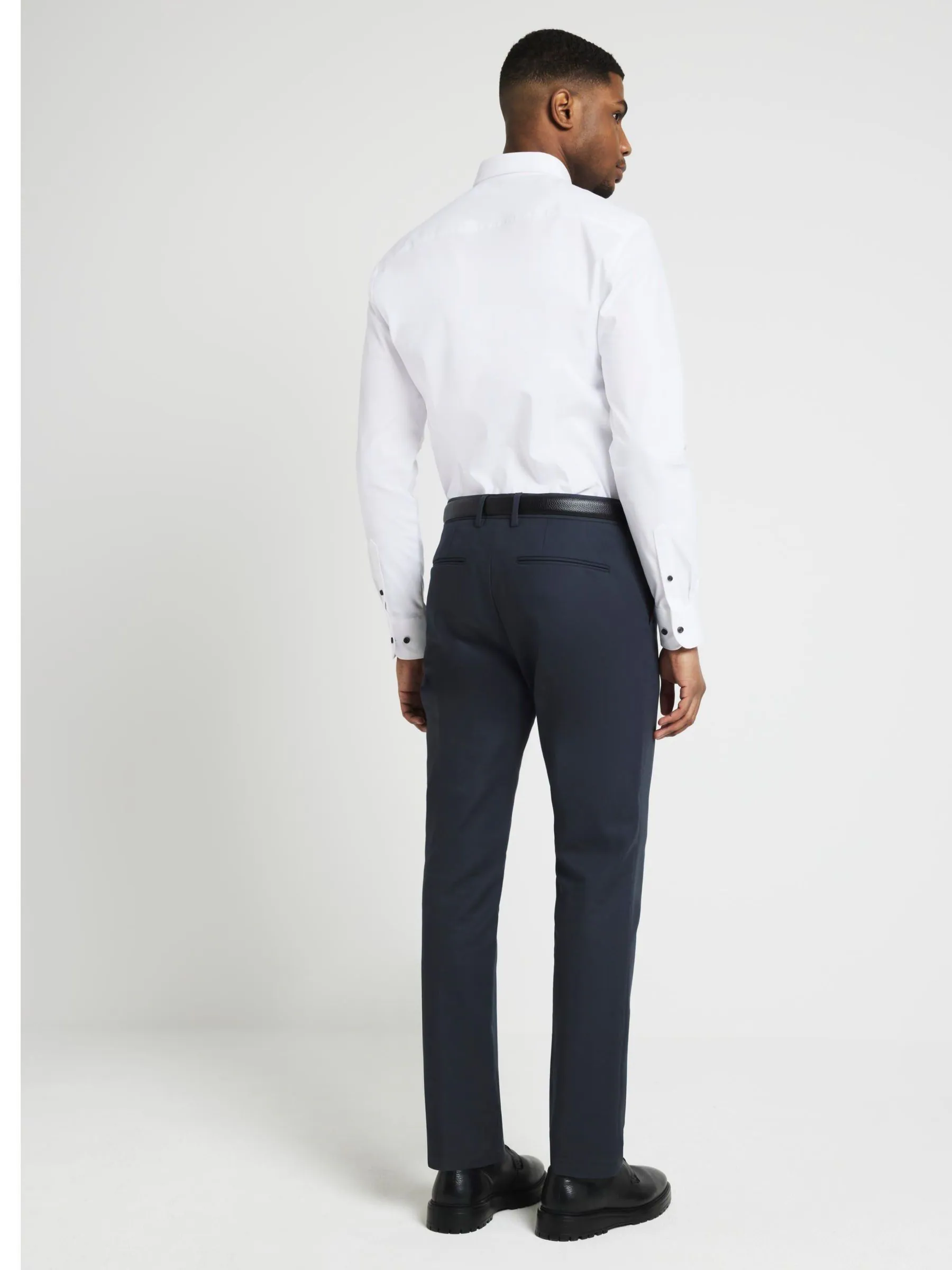 Wit - River Island Muscle Fit Textured Cotton Long Sleeve Shirt